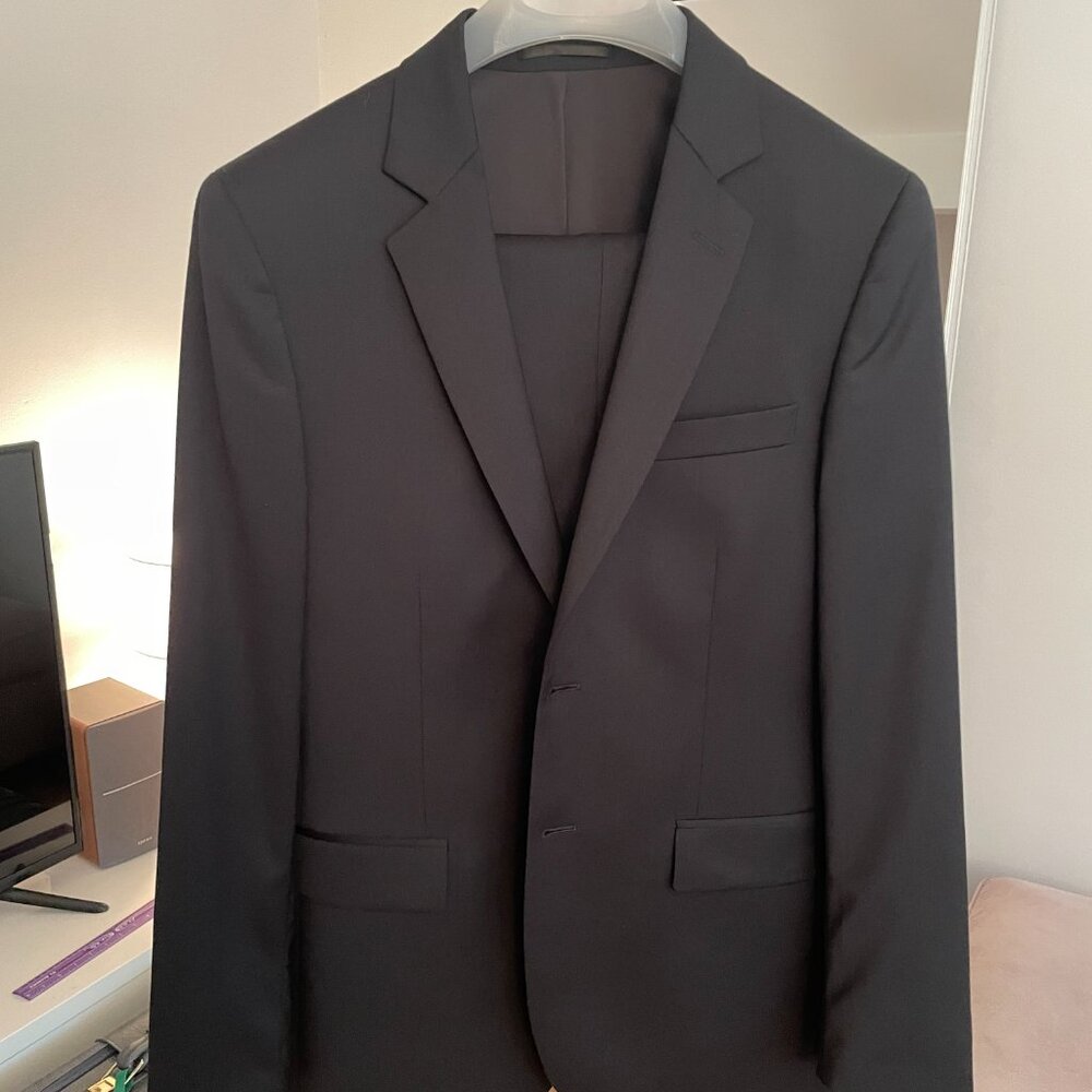 Black Wool Suit & Trousers Slim Fit 38R